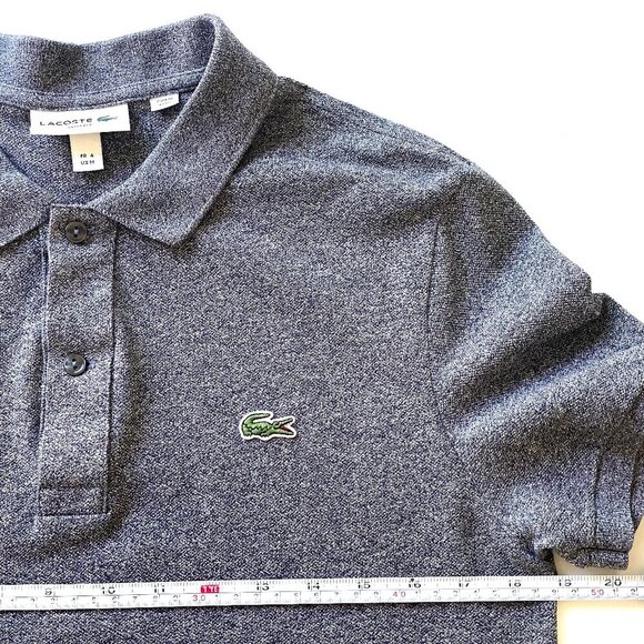 Lacoste Mens Slim Fit L.12.12 Piqué Polo Shirt Size M / 4 Short Sleeve Dark Gray - Picture 10 of 11